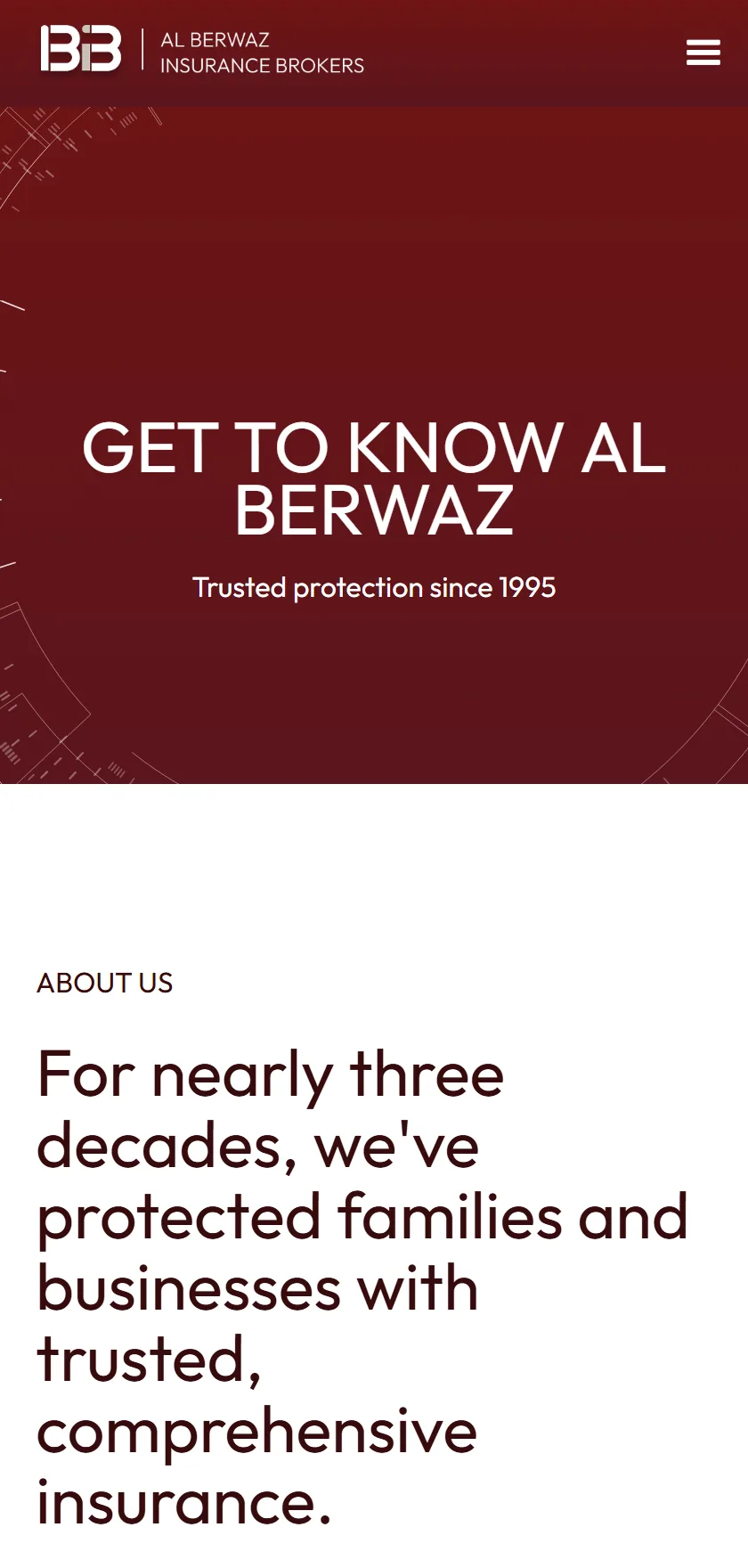 Al Berwaz about page on mobile