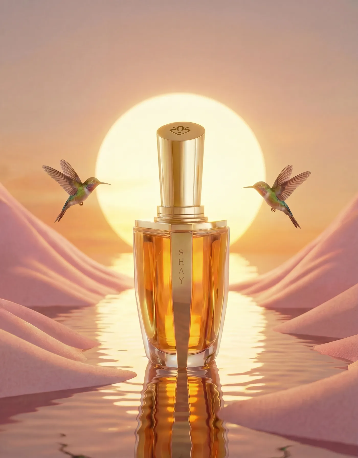 Anfasic Dokhoon in a sunset scene with hummingbirds
