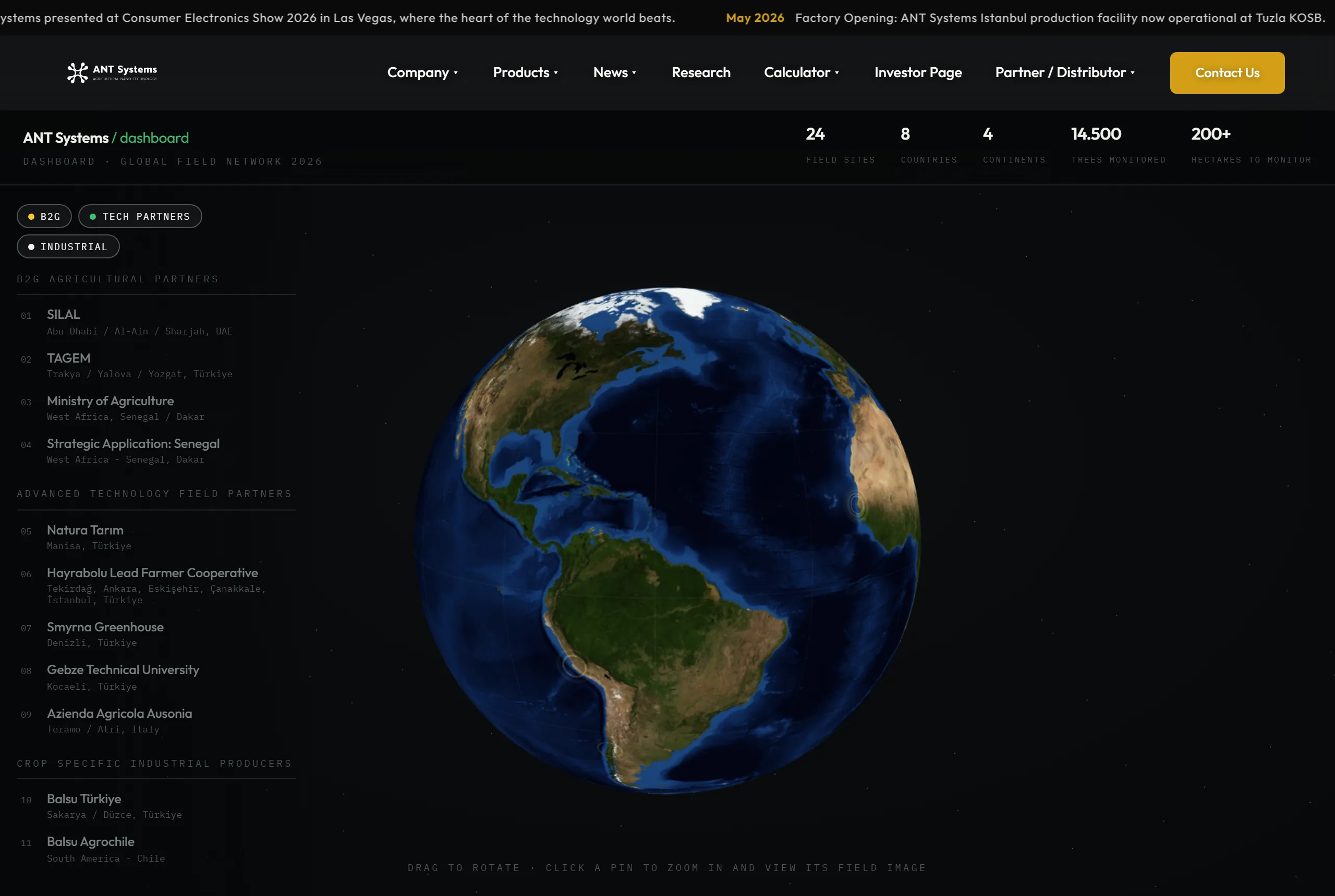 ANT Systems interactive dashboard