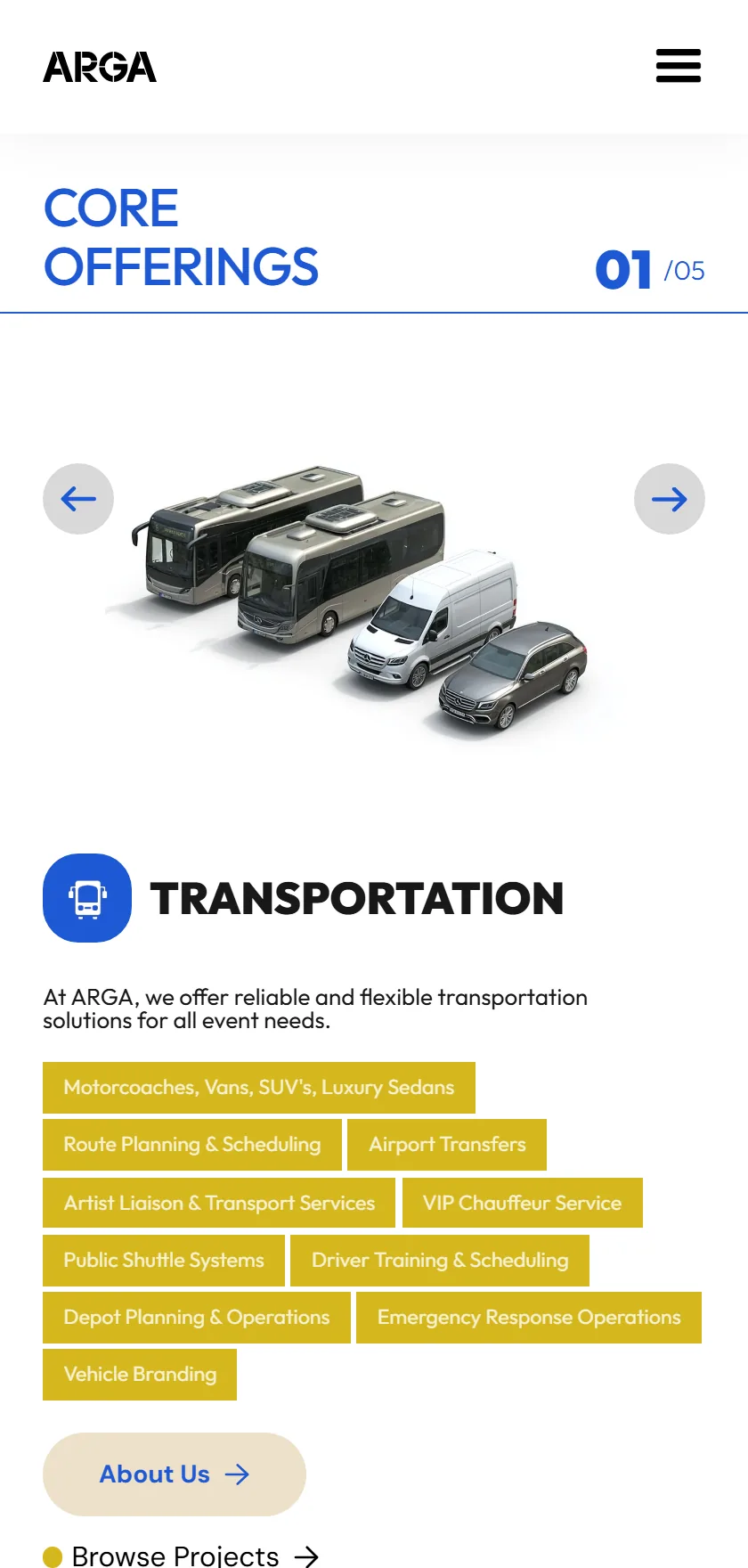 ARGA services on mobile