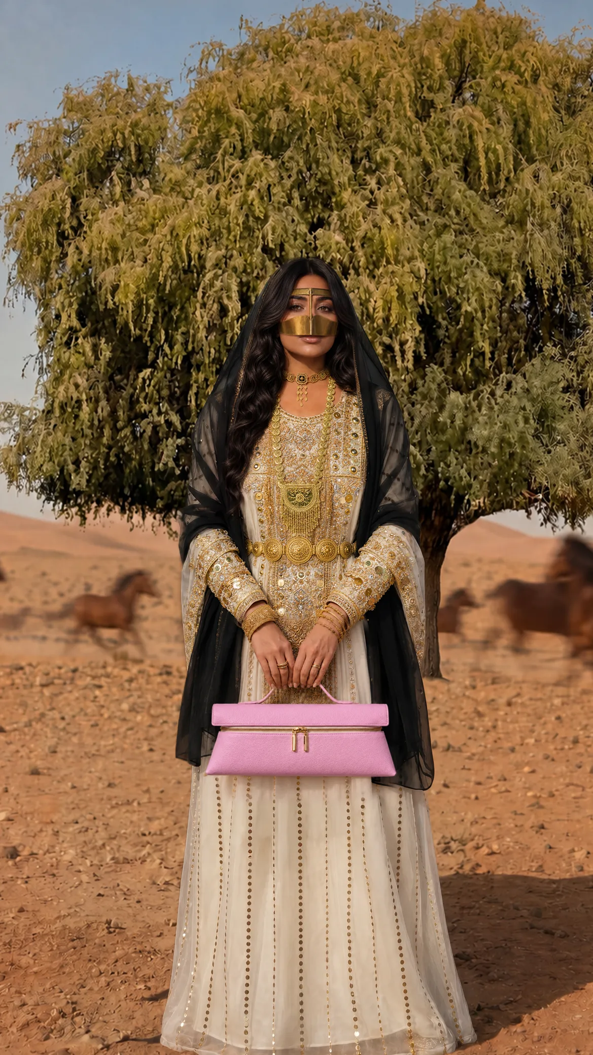 Art Post Office, a model with a horse in editorial dress