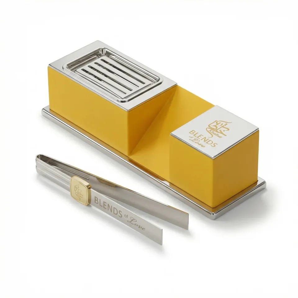 Lovefume Incense Kit · burner and tong, isometric