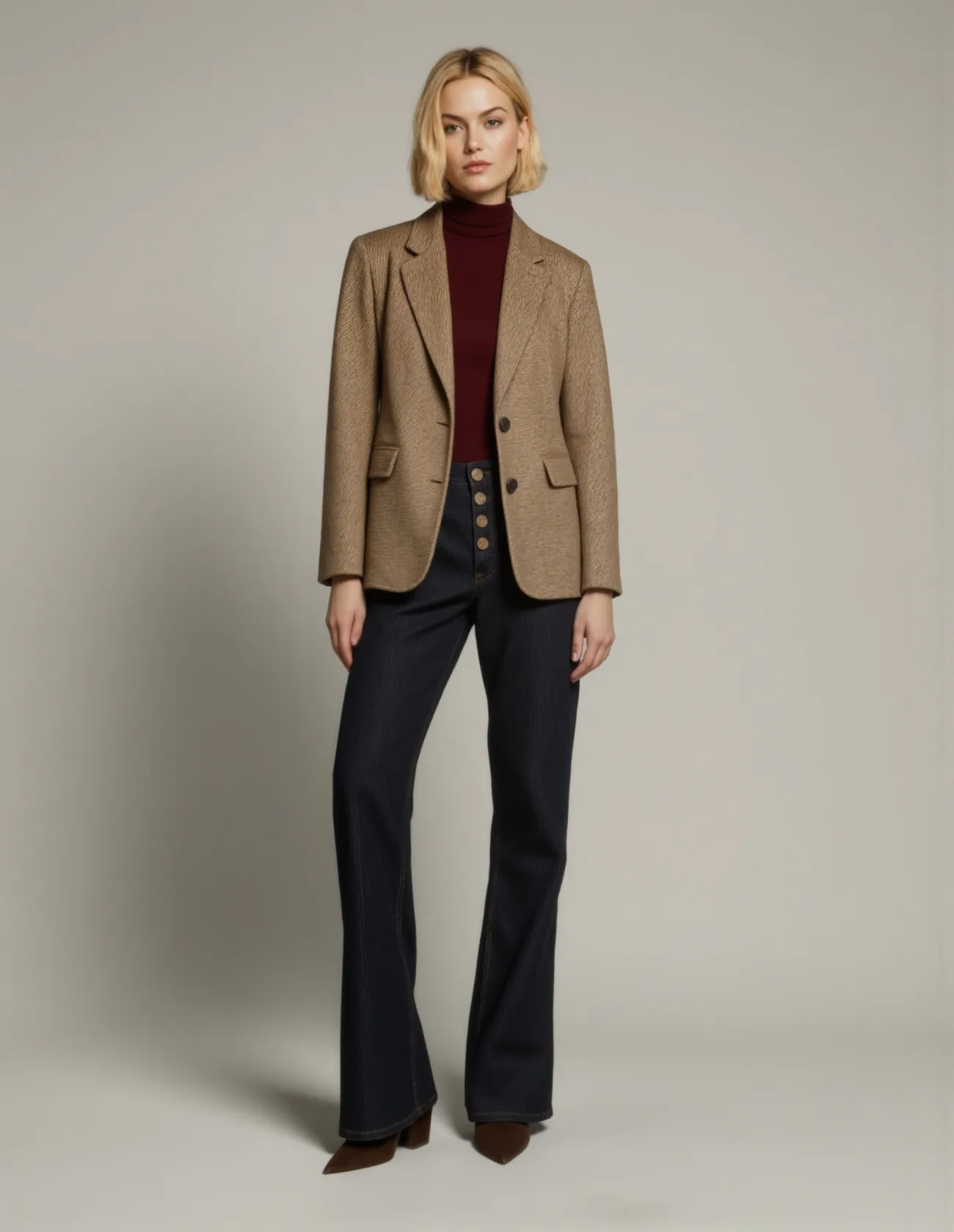 Koton Russia FW25, the check blazer worn with dark denim