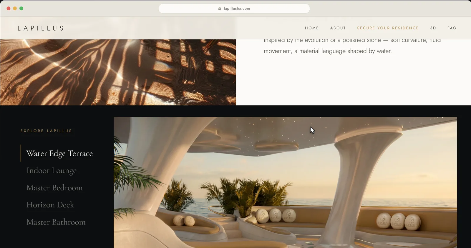 Lapillus homepage, the live site we designed and built