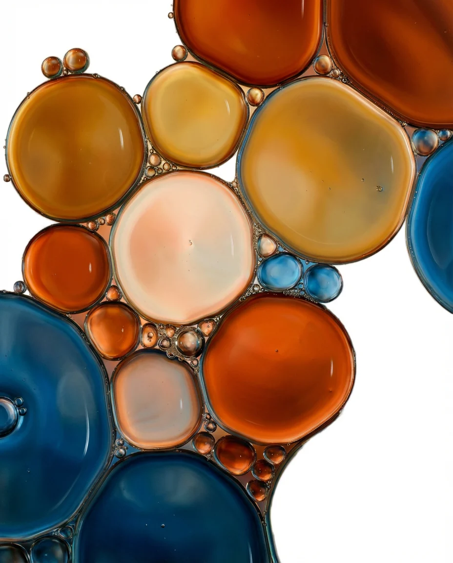 Oil and amber cells in blue