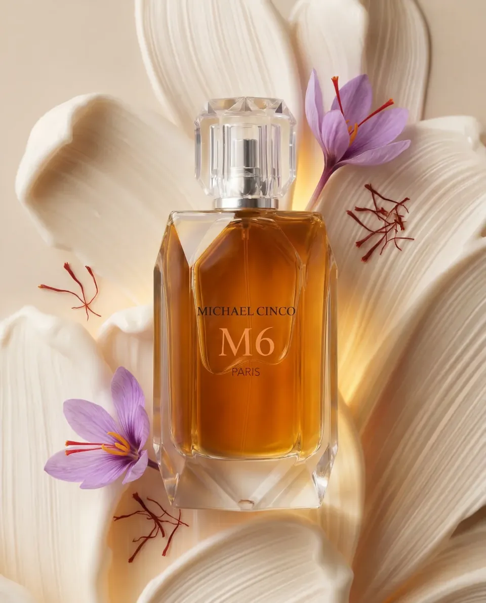 M6 eau de parfum with saffron crocus and cream