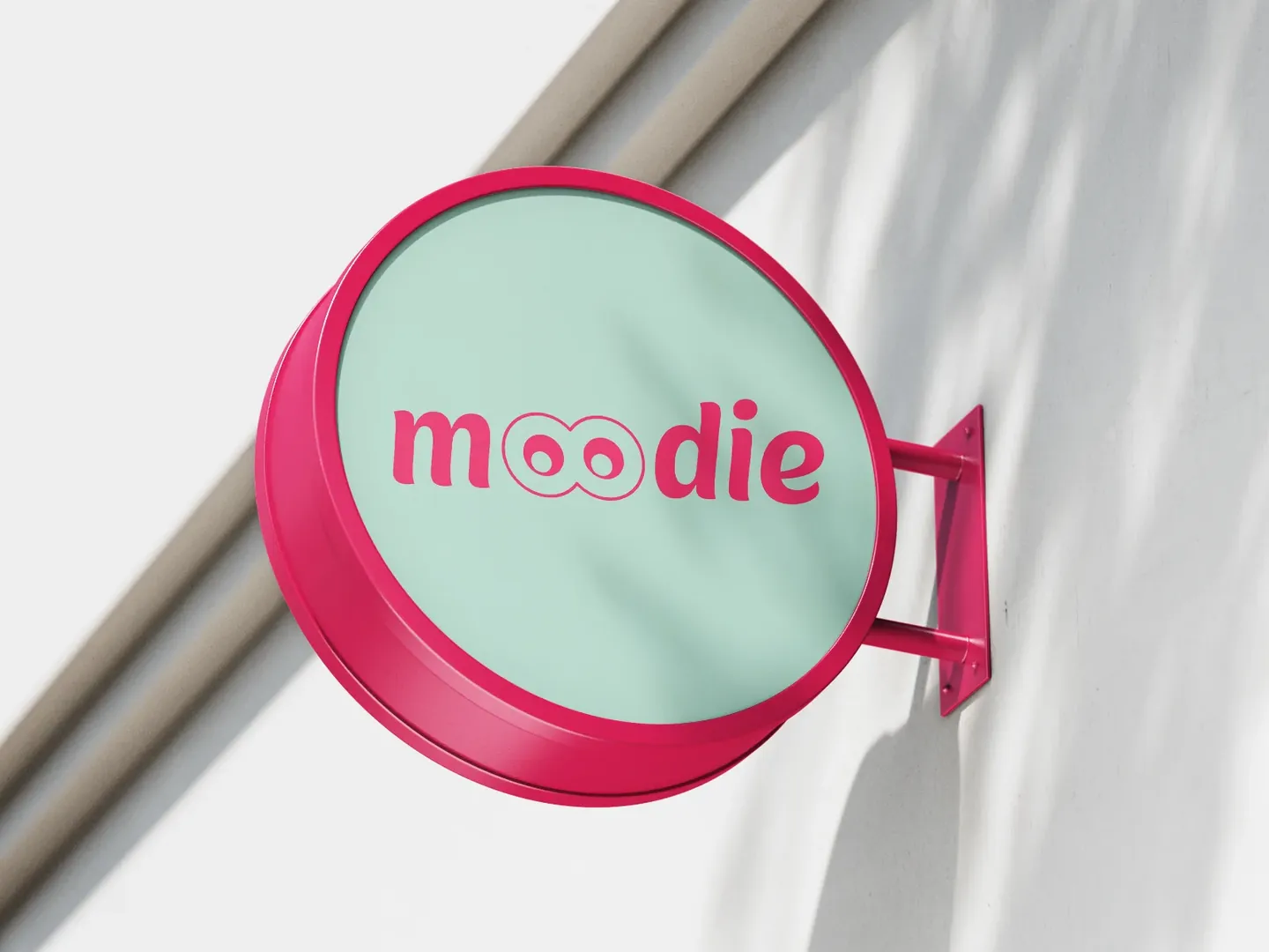 Moodie blade sign mounted on a wall