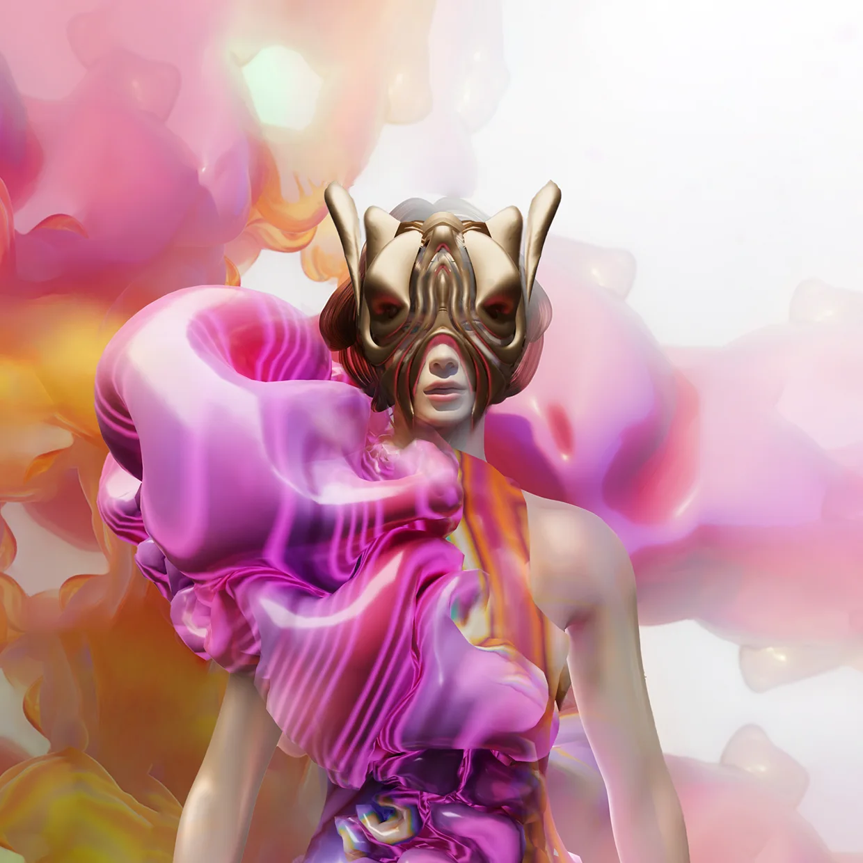 Morphellum, the Helium gown worn with a gold mask