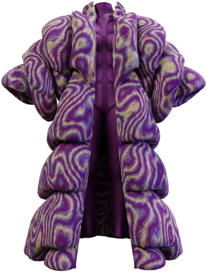 Morphellum, a purple marbled kimono coat