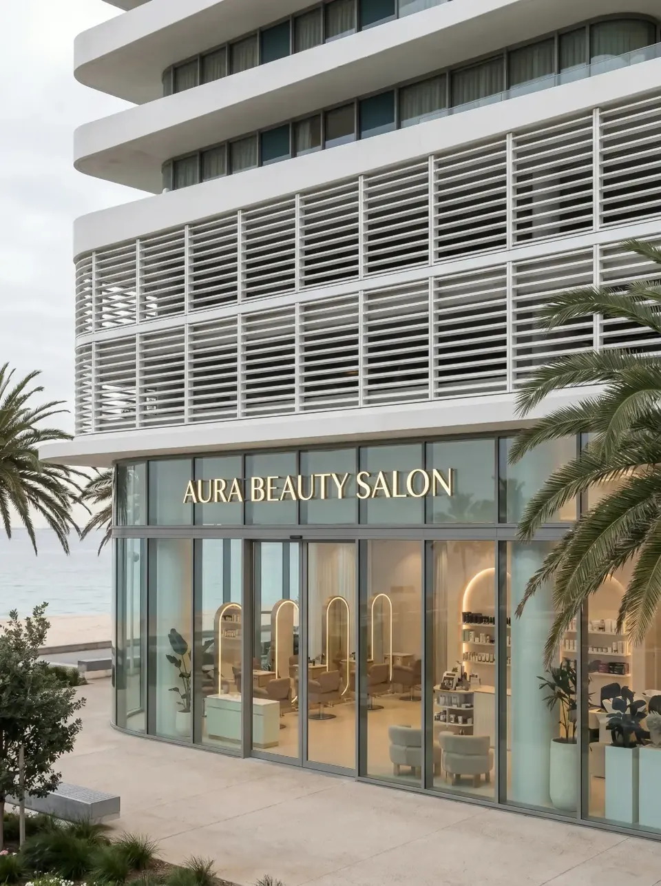 Salon frontage on the boardwalk
