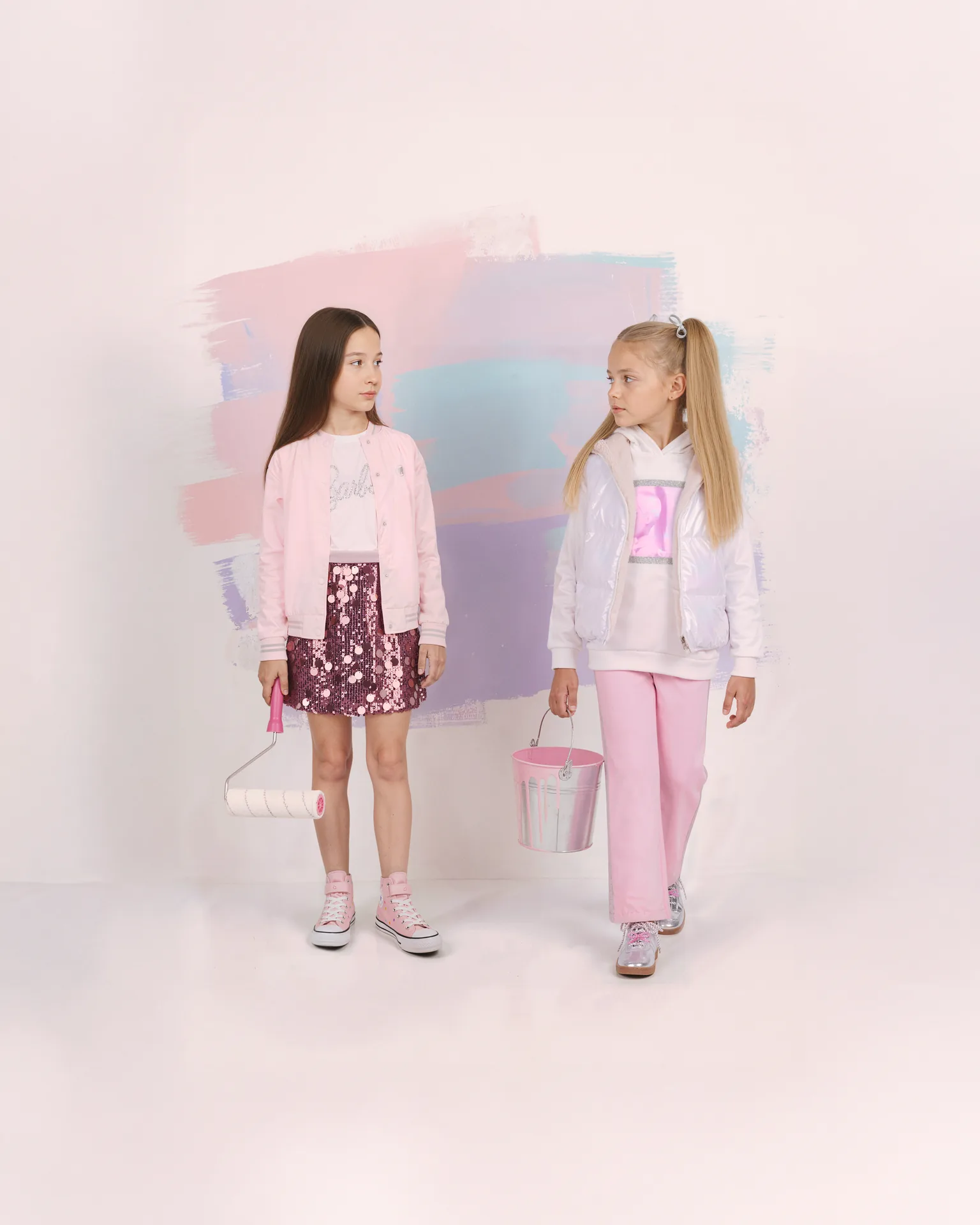 Barbie campaign, both girls together, brunette and blonde