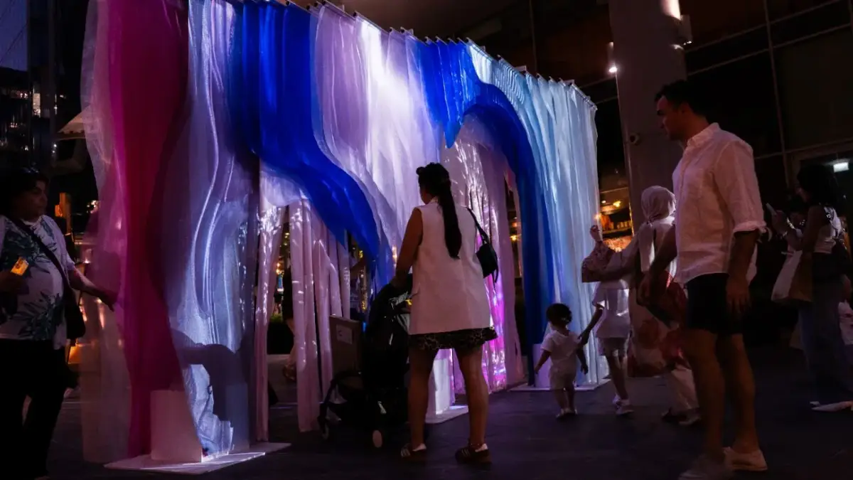 Visitors at the installation