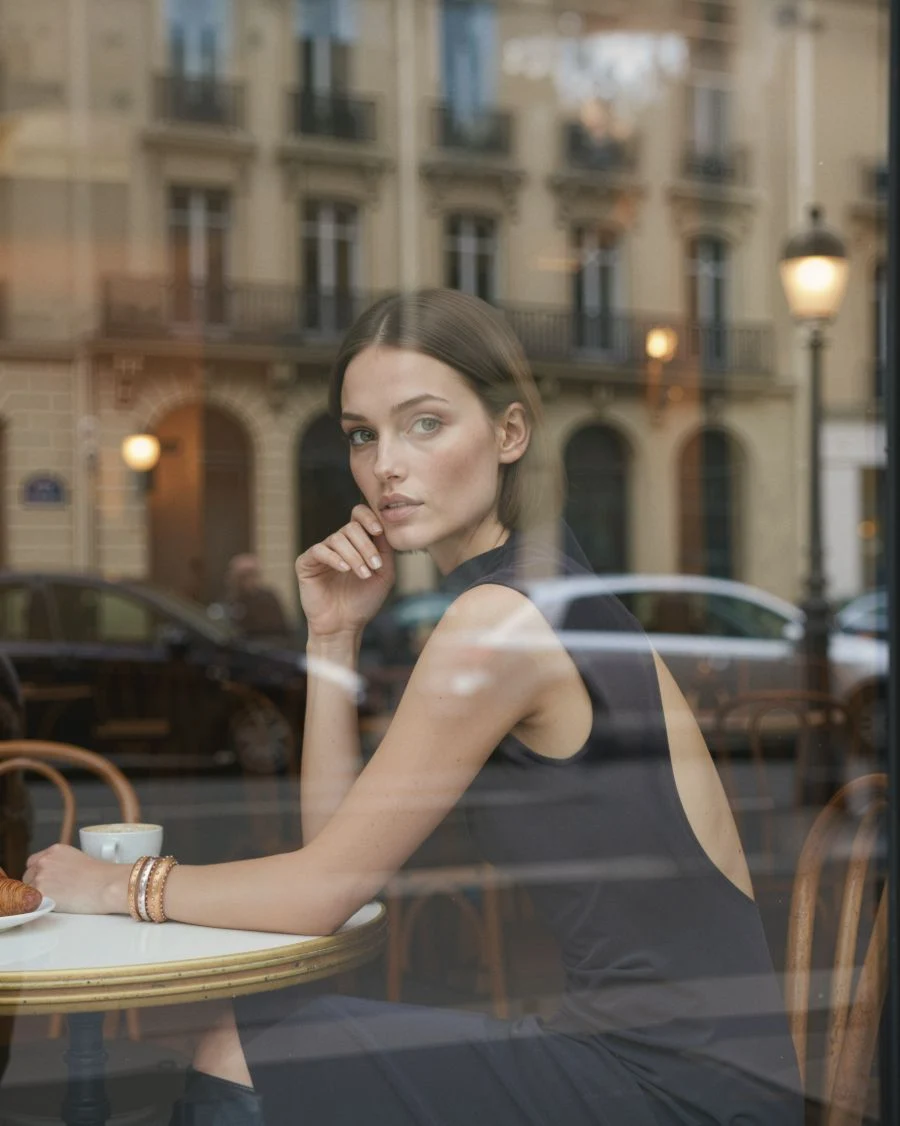 Fabrika female look, café window, sleeveless dress