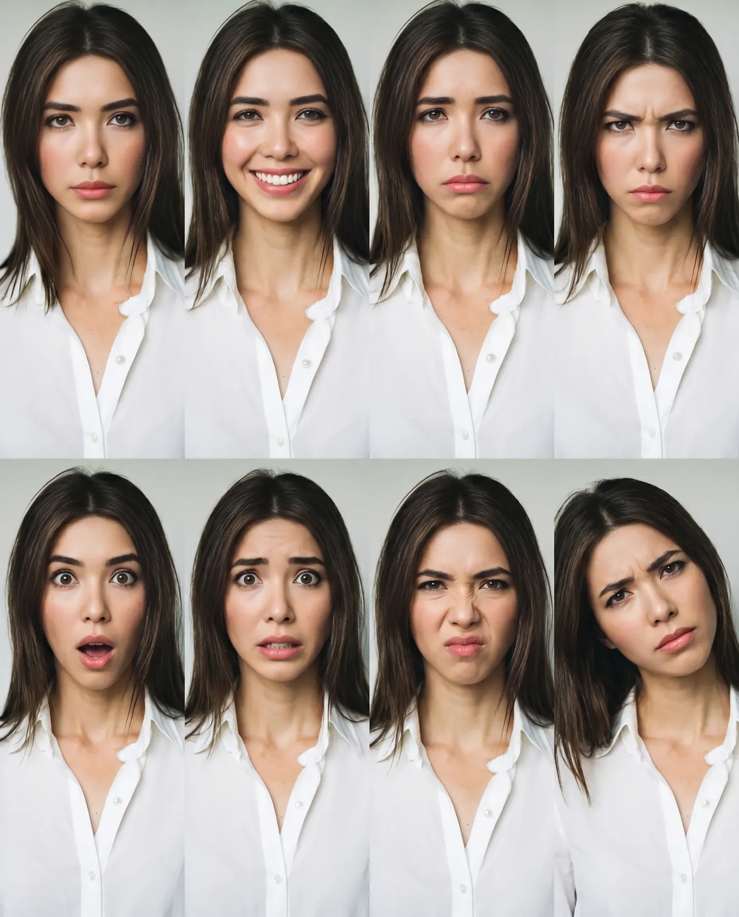 Pera expression sheet, eight resting expressions in a 4×2 grid