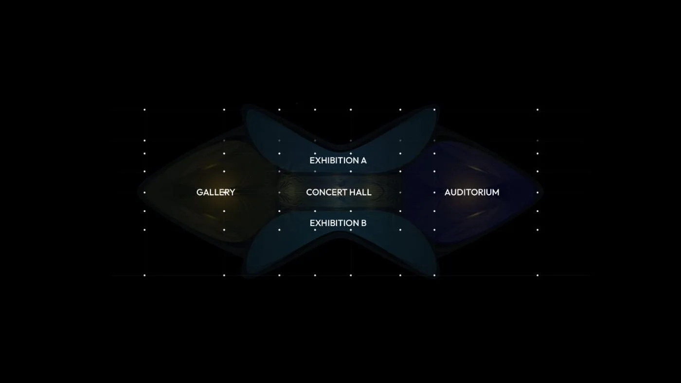 Pylon venue map: gallery, concert hall, auditorium, exhibitions