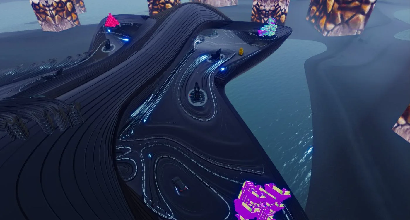 Terraced pools inside the world