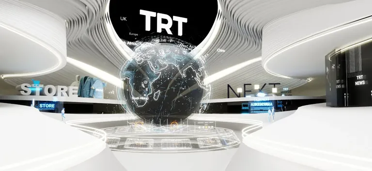Interior of the TRT metaverse broadcast hall